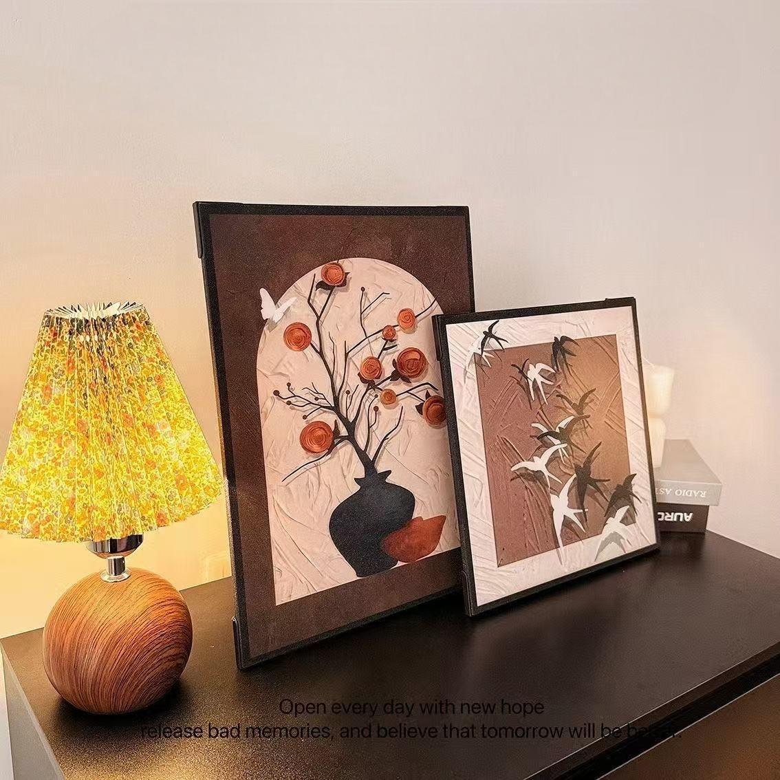 装饰画客厅餐厅中古风复古摆台电视柜卧室床头高级感装饰画摆件